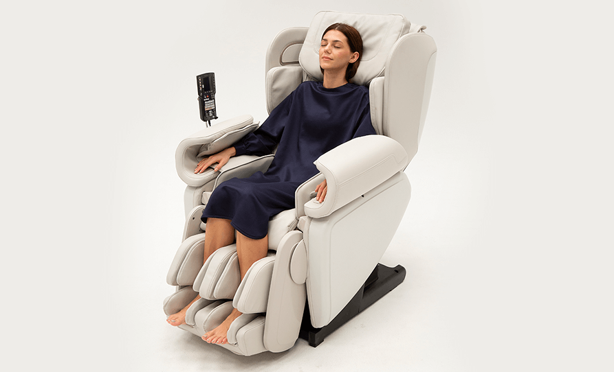 Woman Relaxing in Kagra Massage Chair