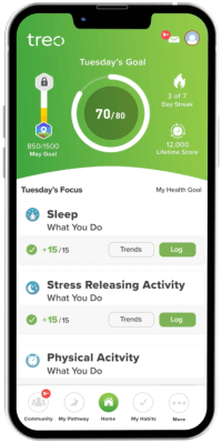 Phone showing Treo app progress screen