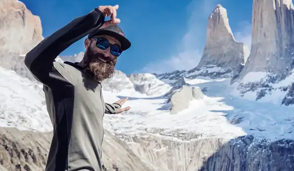 Man running in the mountains