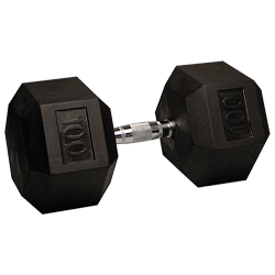 100 lb Rubber Coated Hex Dumbbell