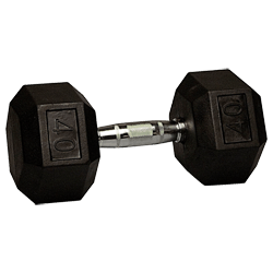 40 lb Rubber Coated Hex Dumbbell