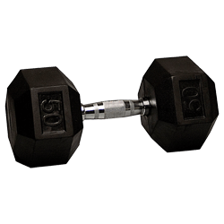 50 lb Rubber Coated Hex Dumbbell