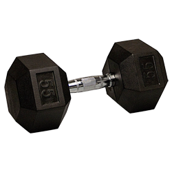 55 lb Rubber Coated Hex Dumbbell