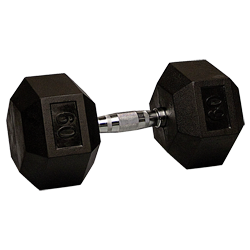 60 lb Rubber Coated Hex Dumbbell