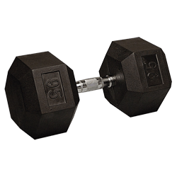 95 lb Rubber Coated Hex Dumbbell
