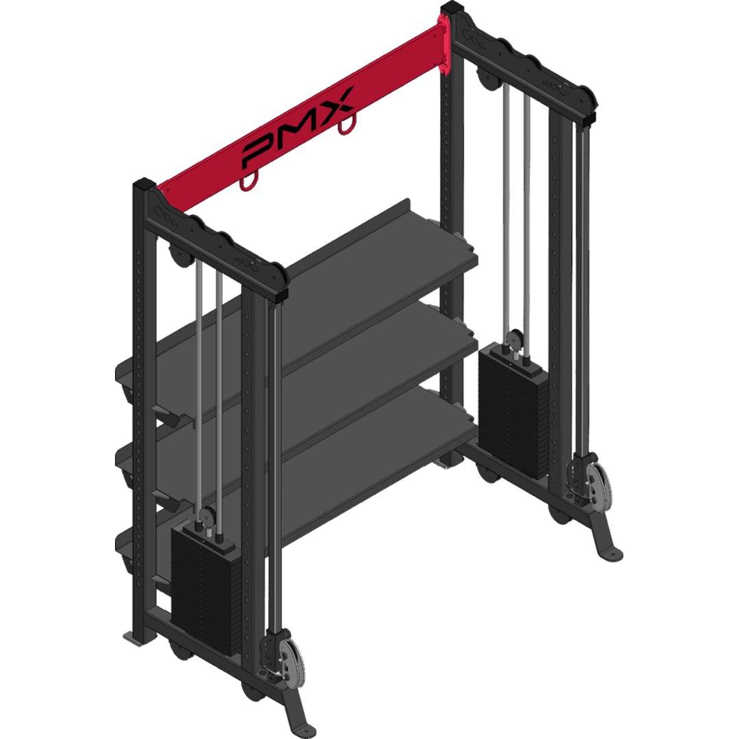 Two Cable Column, Single Bay Wall Unit - Three Attachments