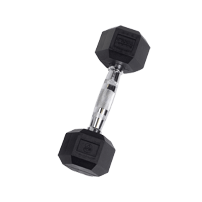 Workout RUBBER Coated Hex Dumbbell Black 8 lb WEIGHT  8lb Total CAP 1 